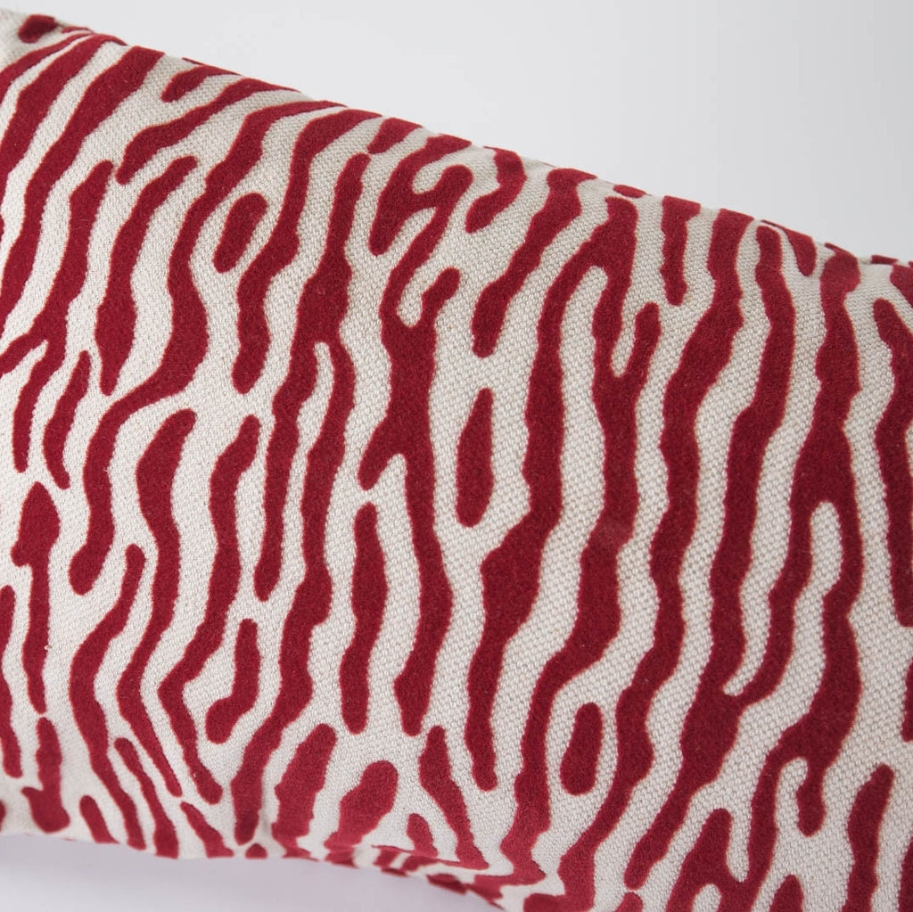 Red Zebra Velvet Pillow